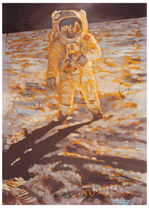 Lot #3553  Soyuz TMA-14/ISS Flown Painting by Jan Fekete