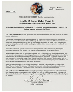 Lot #3465 Gene Cernan's Apollo 17 Flown Lunar Orbit Chart - Image 6