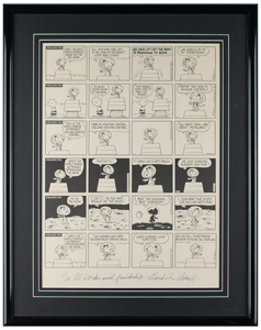 Lot #3345 Al Worden's Peanuts Comic Strip Poster Signed by Charles Schulz