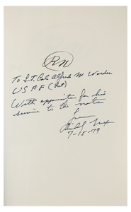 Lot #3361 Al Worden's Richard Nixon Signed Book - Image 2