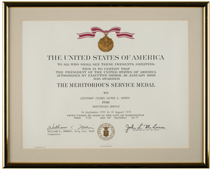 Lot #3403 Al Worden's Meritorious Service Award and Air Force Retirement Certificate - Image 4
