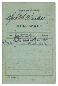 Lot #3328 Al Worden's Signed RAF Instrument Pilot Rating Card - Image 2