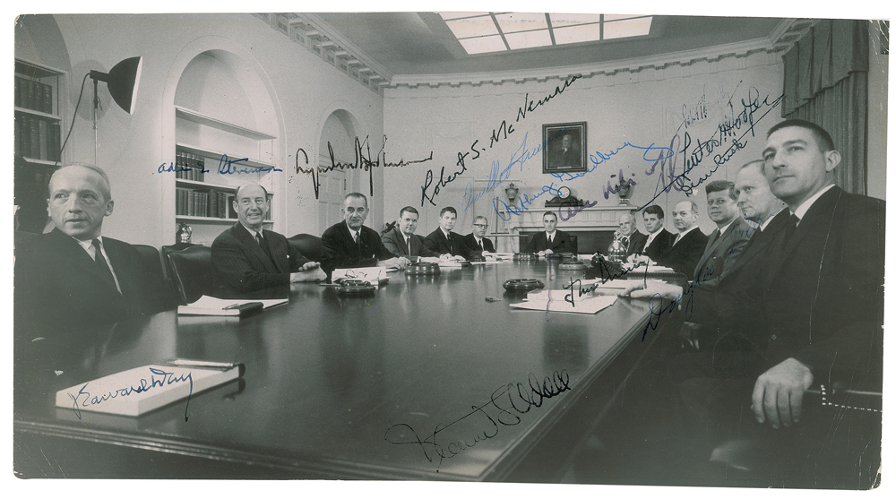 Lot #36 John F. Kennedy and Cabinet Extremely Rare Oversized Signed Photograph