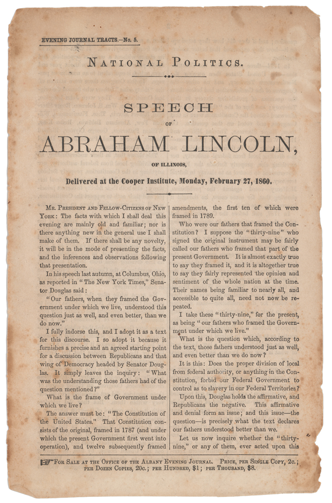 Lot #19 Abraham Lincoln Speech