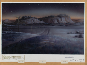 Lot #800 Landscape hand-painted production background from The Fearless Four - Image 1