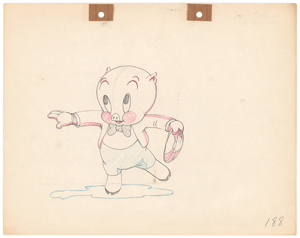 Lot #858 Porky Pig production drawing from Old