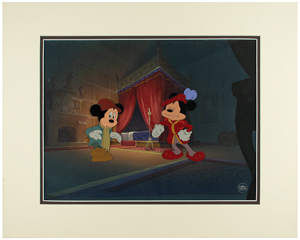 Lot #833 Mickey Mouse and the Prince production cel and production background from The Prince and the Pauper - Image 1