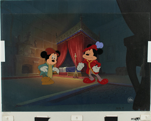 Lot #833 Mickey Mouse and the Prince production cel and production background from The Prince and the Pauper - Image 2