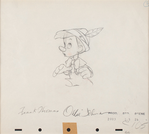 Lot #796  Pinocchio Production Drawing Signed by Frank Thomas and Ollie Johnston - Image 1