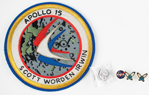 Lot #316 Al Worden's Apollo 15 Patch and Pins
