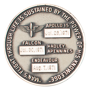 Lot #275 Al Worden's Apollo 15 Unflown Robbins Medallion - Image 2