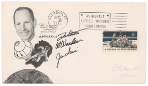 Lot #313 Al Worden's Apollo 15 Crew-Signed Cover - Image 1