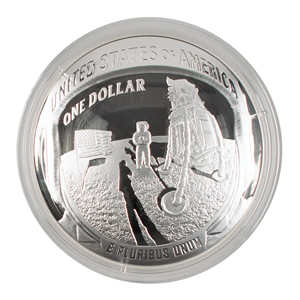Lot #309 Al Worden's Apollo 11 50th Anniversary 5 oz. Silver Coin - Image 1