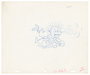 Lot #886 Snoopy and Linus production drawing from