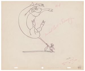 Lot #876 Droopy and bull production drawing from