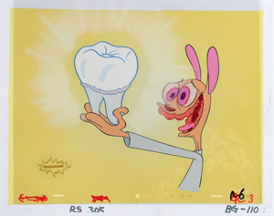 Lot #890 Ren and Stimpy's tooth production cel from Ren's Toothache - Image 1