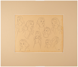 Lot #639 Frank Follmer preliminary model sheet drawing of Snow White from Snow White and the Seven Dwarfs