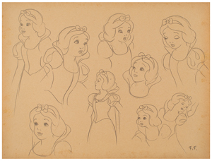 Lot #639 Frank Follmer preliminary model sheet drawing of Snow White from Snow White and the Seven Dwarfs - Image 3