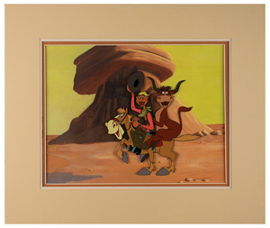 Lot #694 Pecos Bill, Widowmaker, and Bull production cel and production background from Melody Time - Image 1