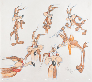 Lot #859 Wile E. Coyote original model sheet drawing by Virgil Ross - Image 1