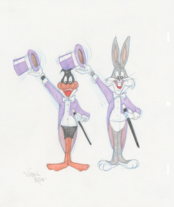 Lot #865 Bugs Bunny and Daffy Duck Original Drawing by Virgil Ross - Image 1