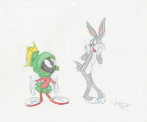 Lot #868 Bugs Bunny and Marvin the Martian Original Drawing by Virgil Ross - Image 1