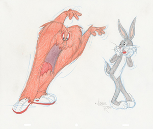 Lot #869 Bugs Bunny and Gossamer Original Drawing by Virgil Ross - Image 1