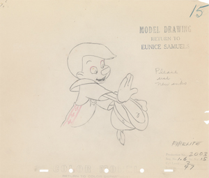 Lot #676 Pinocchio production color model drawing