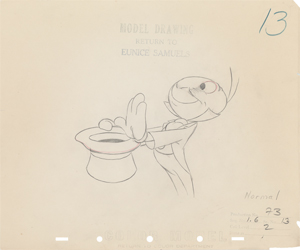 Lot #677 Jiminy Cricket production color model drawing from Pinocchio - Image 1
