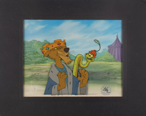 Lot #735 Prince John and Sir Hiss production cels on a production background from Robin Hood - Image 2