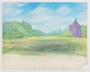 Lot #735 Prince John and Sir Hiss production cels on a production background from Robin Hood - Image 3