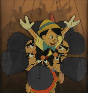 Lot #661 Pinocchio and Cossack puppets production cels from Pinocchio