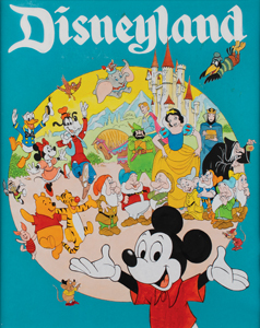 Lot #732 Walt Disney characters original painting for a Disneyland publicity poster - Image 1