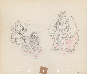 Lot #650 Mickey Mouse, Pluto, and Judge production drawing from Society Dog Show