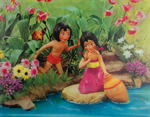 Lot #815 Mowgli and Girl 3-D lenticular artwork from The Jungle Book - Image 1
