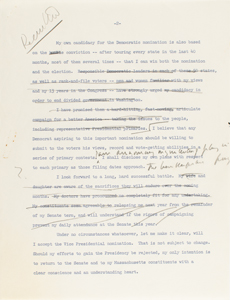 Lot #38 John F. Kennedy Historic 3-Page Handwritten Draft for his Speech Announcing his Intention to Run for the Presidency in 1960 - Image 5