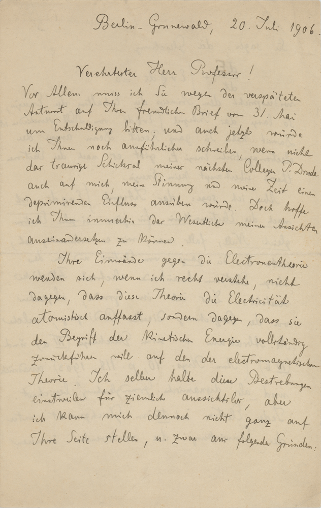 Lot #4009 Max Planck (July 20, 1906)