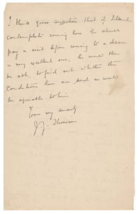 Lot #4019 J. J. Thomson Autograph Letter Signed on Silberstein's Lectures (October 3, 1911) - Image 2