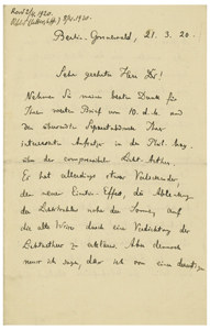 Lot #4016 Max Planck (March 21, 1920) - Image 1
