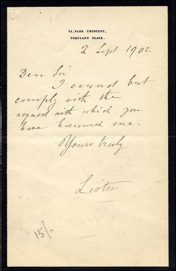 Lot #217 Joseph Lister