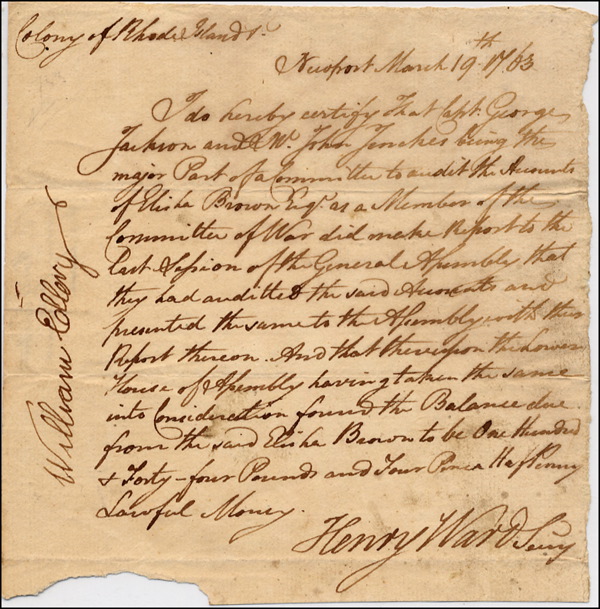 Lot #182 Declaration of Independence: Ellery,