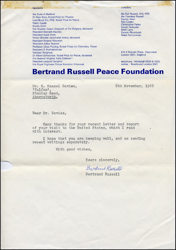 Lot #478 Bertrand Russell