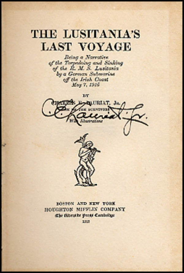 Lot #365  Lusitania: Lauriat, Charles