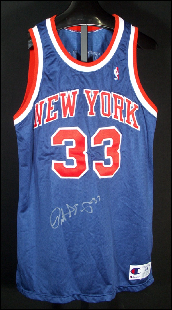 Patrick Ewing Autographed New York Mitchell & Ness Blue Basketball