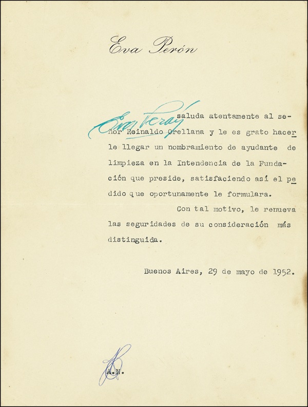 Lot #249 Eva Perón