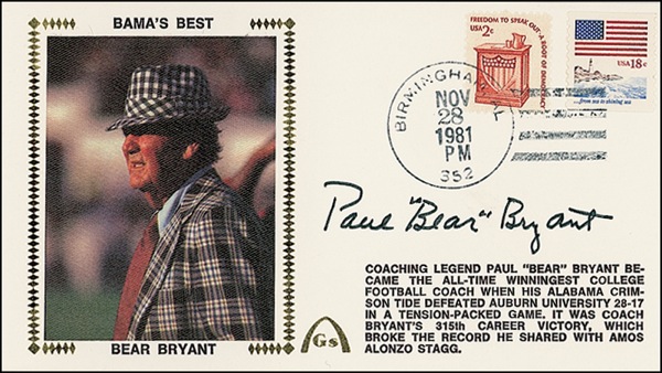 Lot #1302 Paul “Bear” Bryant