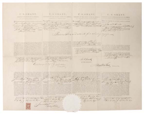 Lot #63  Four-language Ship’s Papers: U. S. Grant