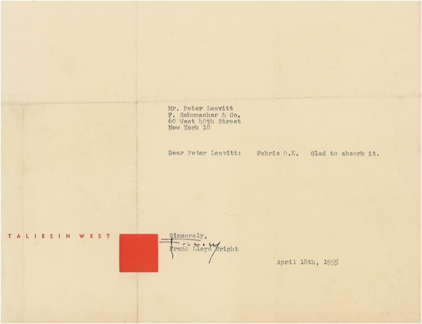 Lot #317 Frank Lloyd Wright