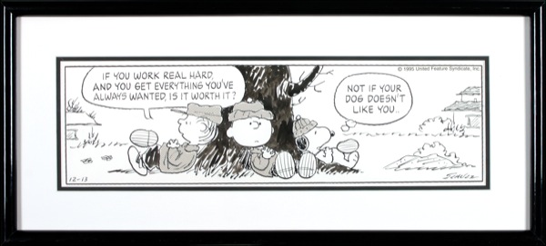 Lot #594 Charles Schulz Original 'Peanuts' Comic Artwork