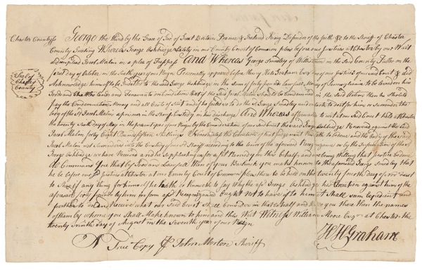 Lot #162 Declaration of Independence: Morton, John